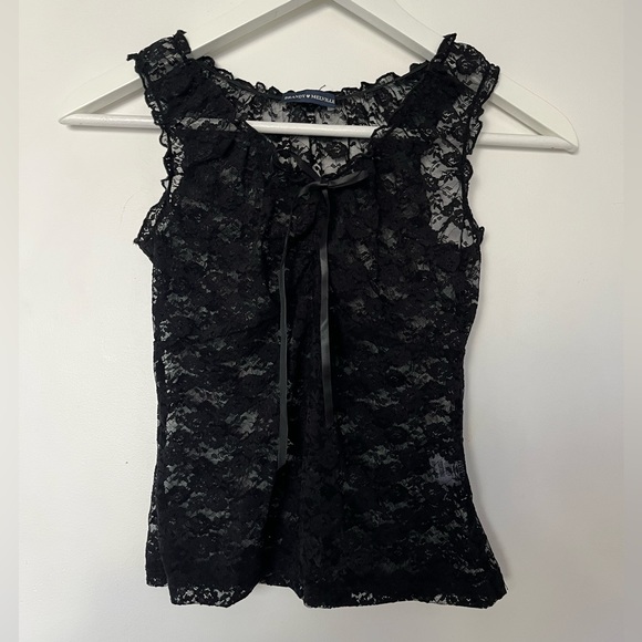 BRANDY MELVILLE BLACK LACE TOP - Picture 1 of 2